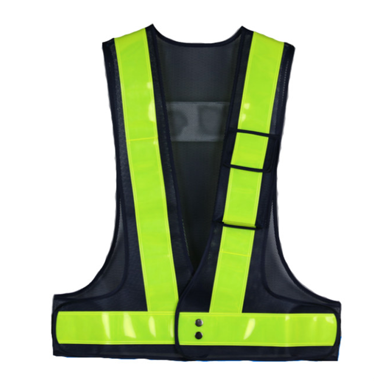 wholesale yellow blue color construction worker work wear vests reflective strap safety running warning vest shirt with pockets