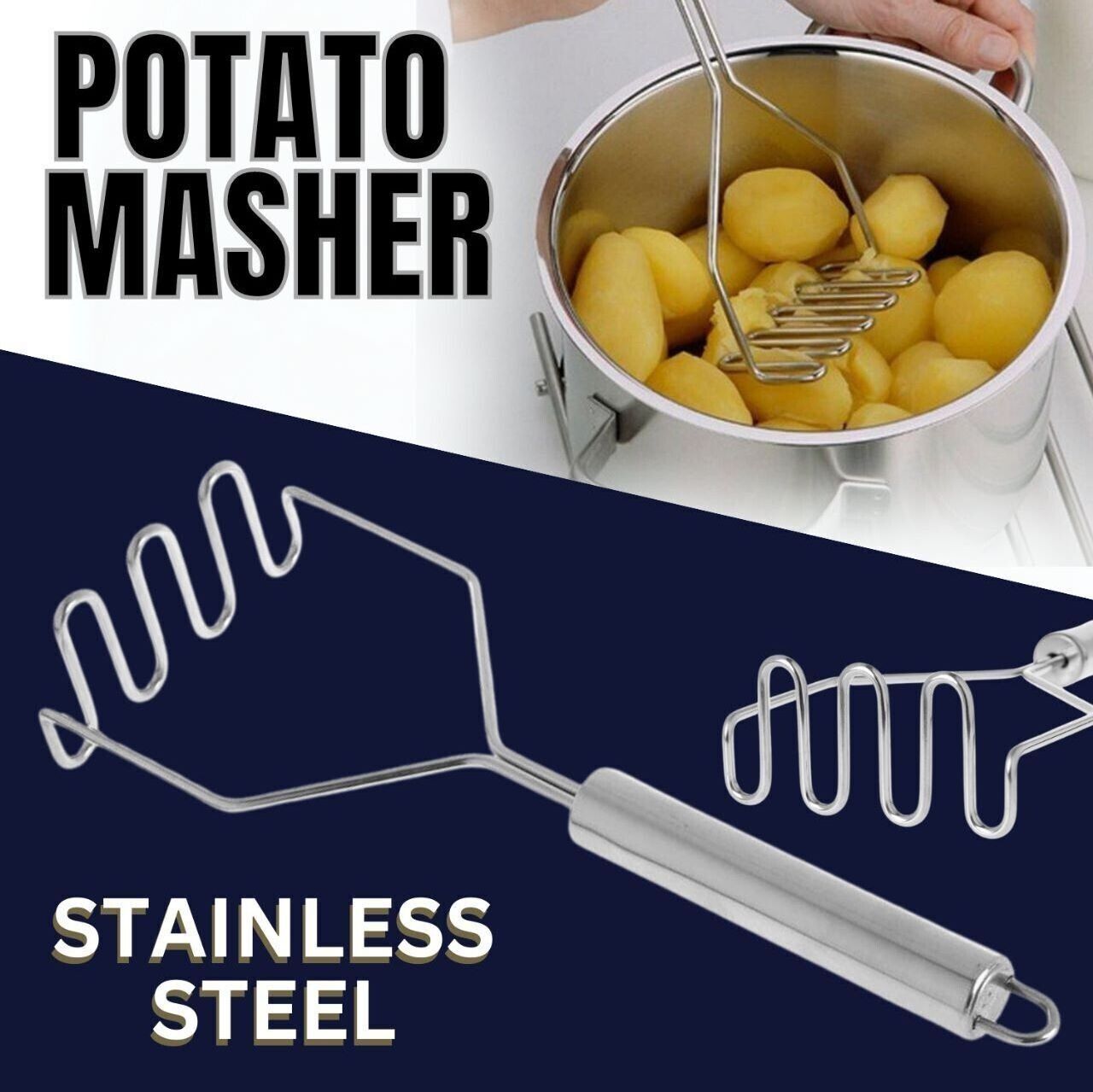 Kitchen Stainless Steel Handle Potato Egg Masher Ricer Vegetable Fruit Press Tool