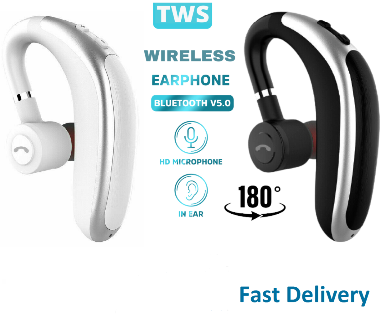 TWS X2 Wireless Bluetooths Sports Headphones Earphones Single Ear Hook Earbuds Headset with microphone for driving