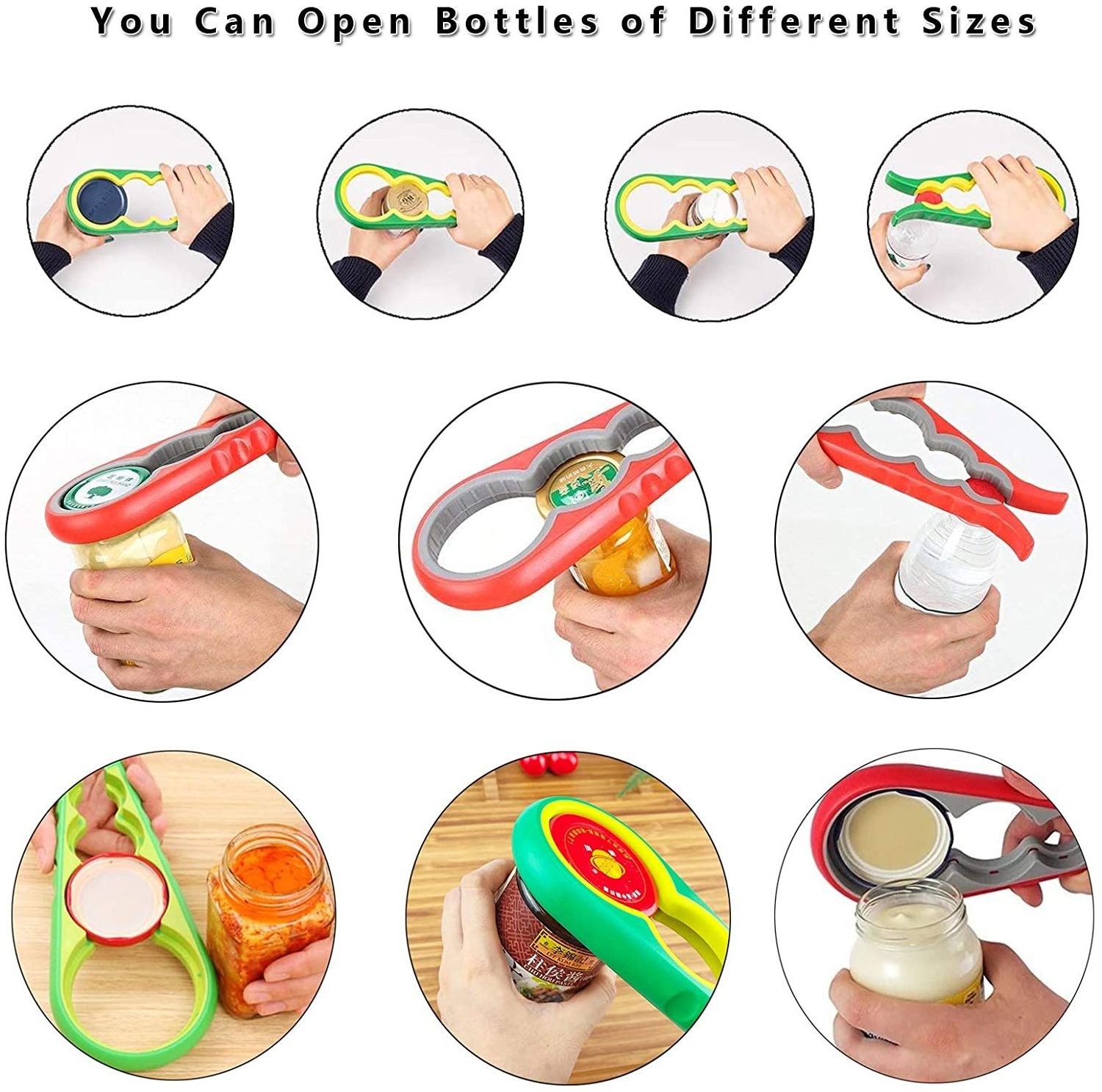 4 in 1 Multi Easy Clip Jar And Bottle Opener Kitchen Gadget For Opening Lids Bottle Top Screw Gripper Lid Remover Tool