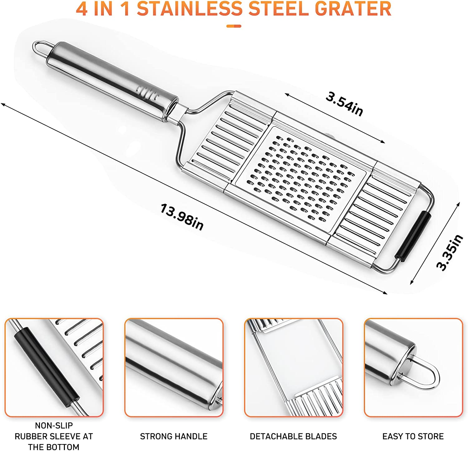 Multifunctional 4 in 1 Grater Cheese Grater Multi-Purpose Vegetable Slicer Mandolin Cut