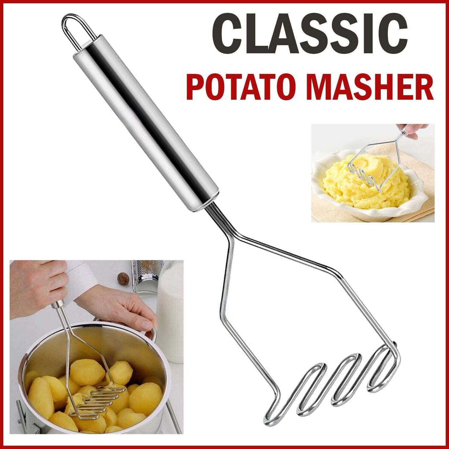 Kitchen Stainless Steel Handle Potato Egg Masher Ricer Vegetable Fruit Press Tool