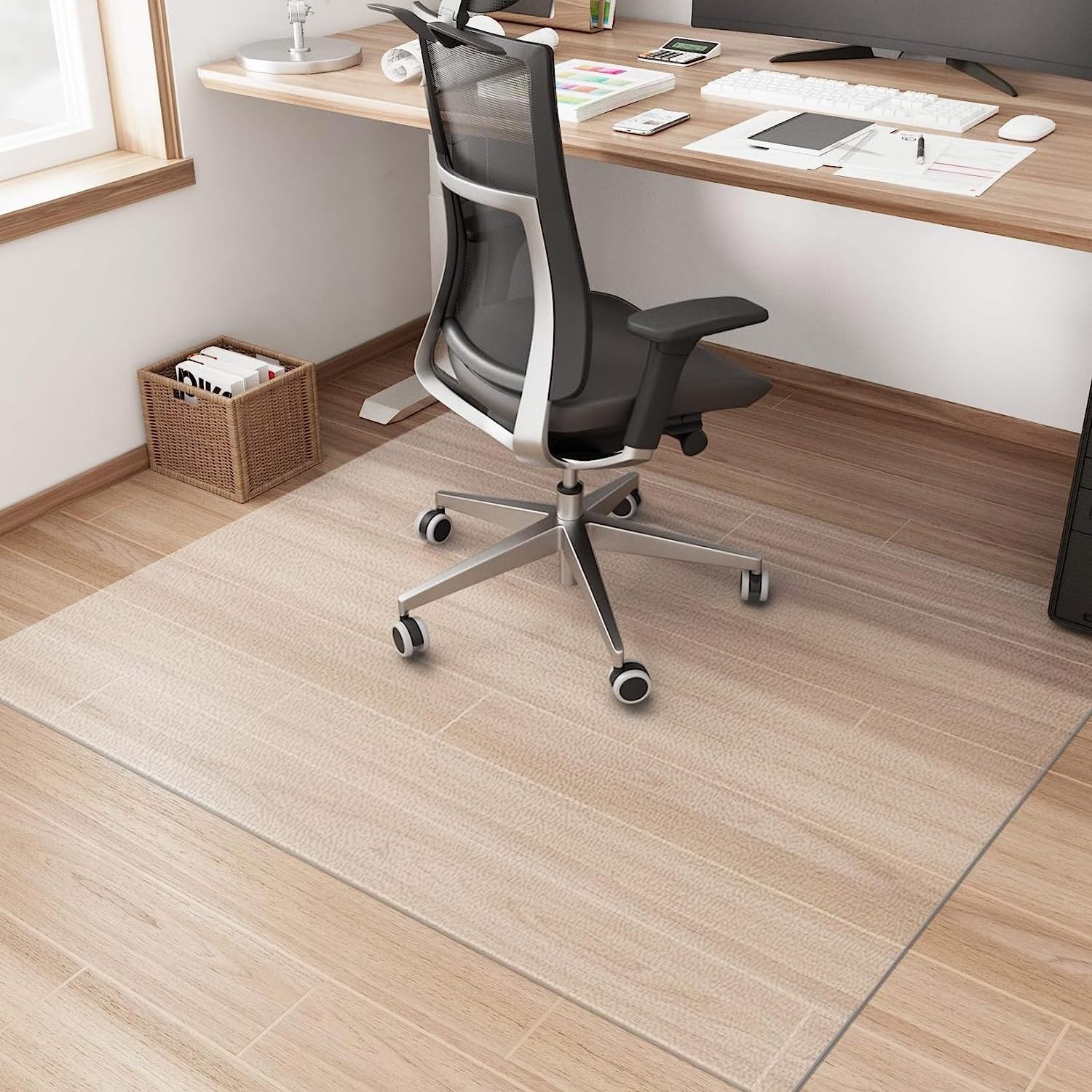 Transparent Non-Slip Chair Mat,Large Floor Protector on Hardwood Floors Not Stuck Wheels,Easy to Clean