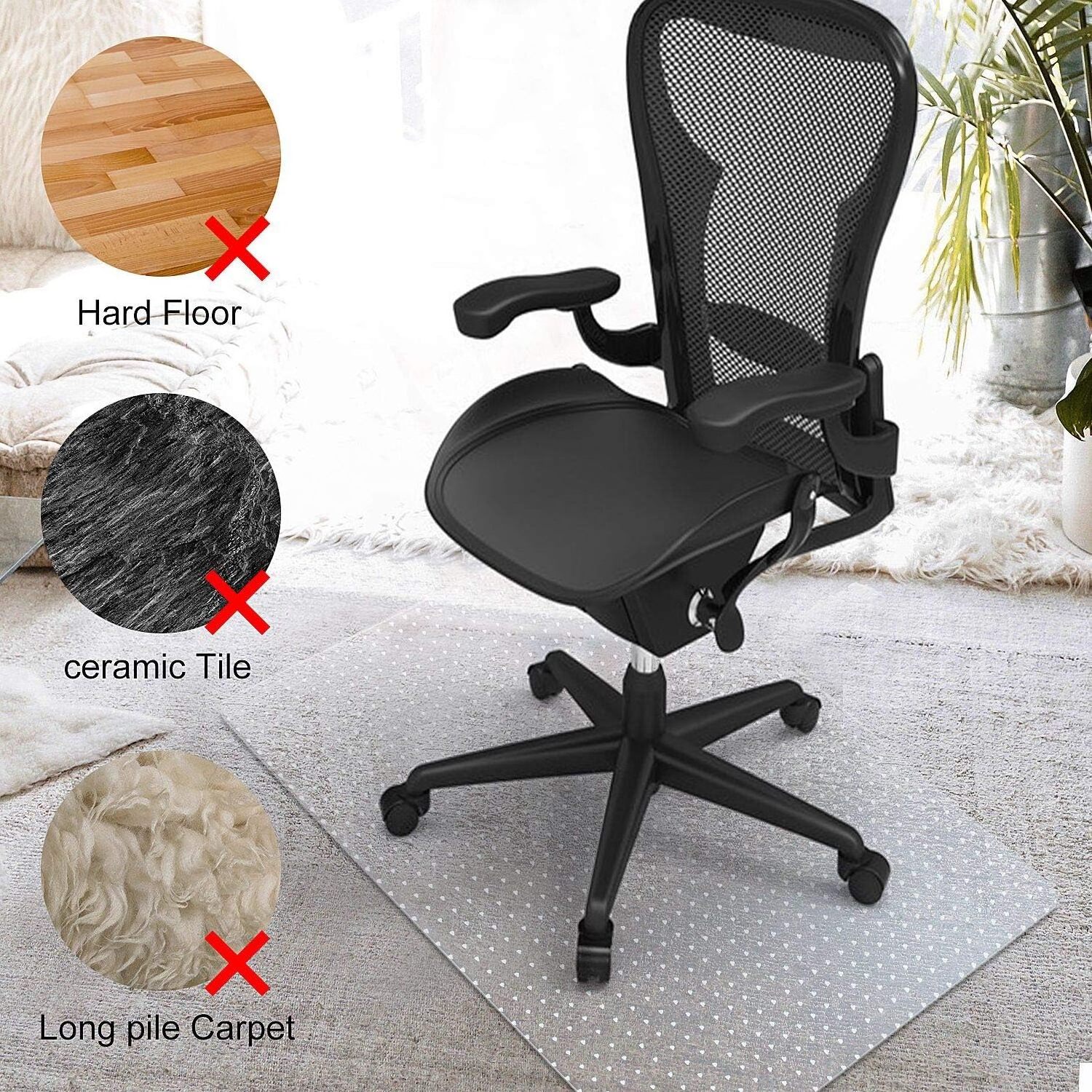 Transparent Non-Slip Chair Mat,Large Floor Protector on Hardwood Floors Not Stuck Wheels,Easy to Clean