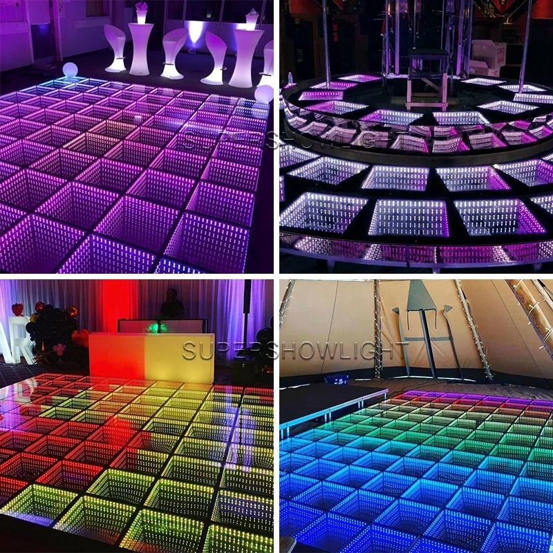 Event Wireless Portable Disc DJ Party RGB Light Dance Floor 3D Infinity Mirror Led Dance Floor Light