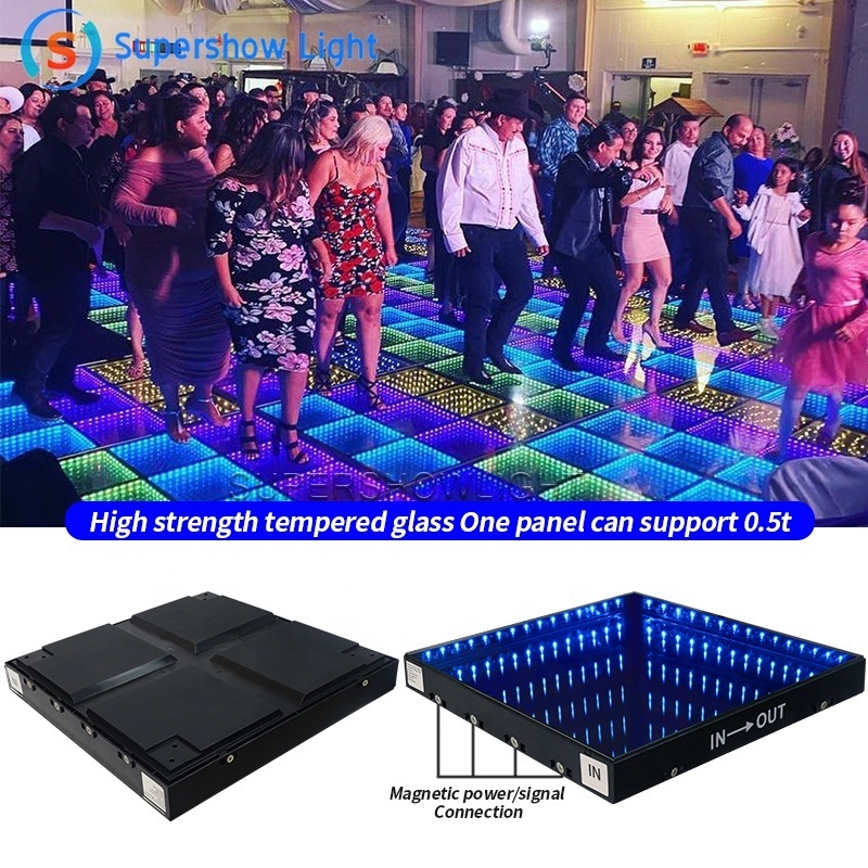 Event Wireless Portable Disc DJ Party RGB Light Dance Floor 3D Infinity Mirror Led Dance Floor Light