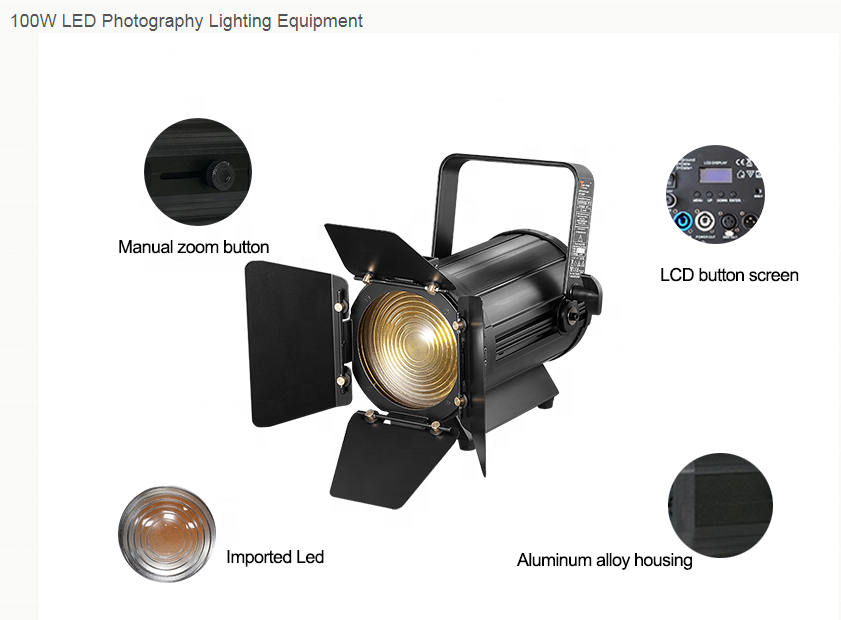 Supershow 100w 200w 300w spot lights warm white stage mini led fresnel light DMX auto zoom led cob par light for studio theater