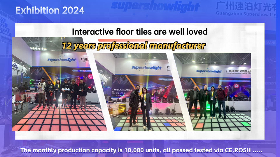 Supershow outdoor dmx Interactive activate game Led dance Floor 30x30cm led dance floor light tiles for kid games