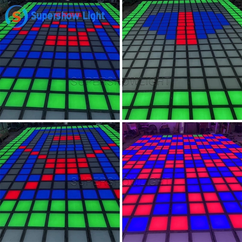 Supershow outdoor dmx Interactive activate game Led dance Floor 30x30cm led dance floor light tiles for kid games