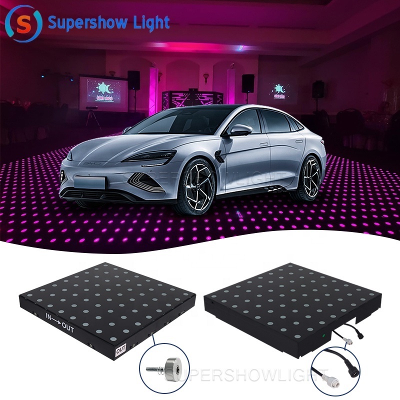 LED pixel 64 dot digital dance floor lights cheap sale dj 8x8 tempered glass dot matrix led dance floor panels