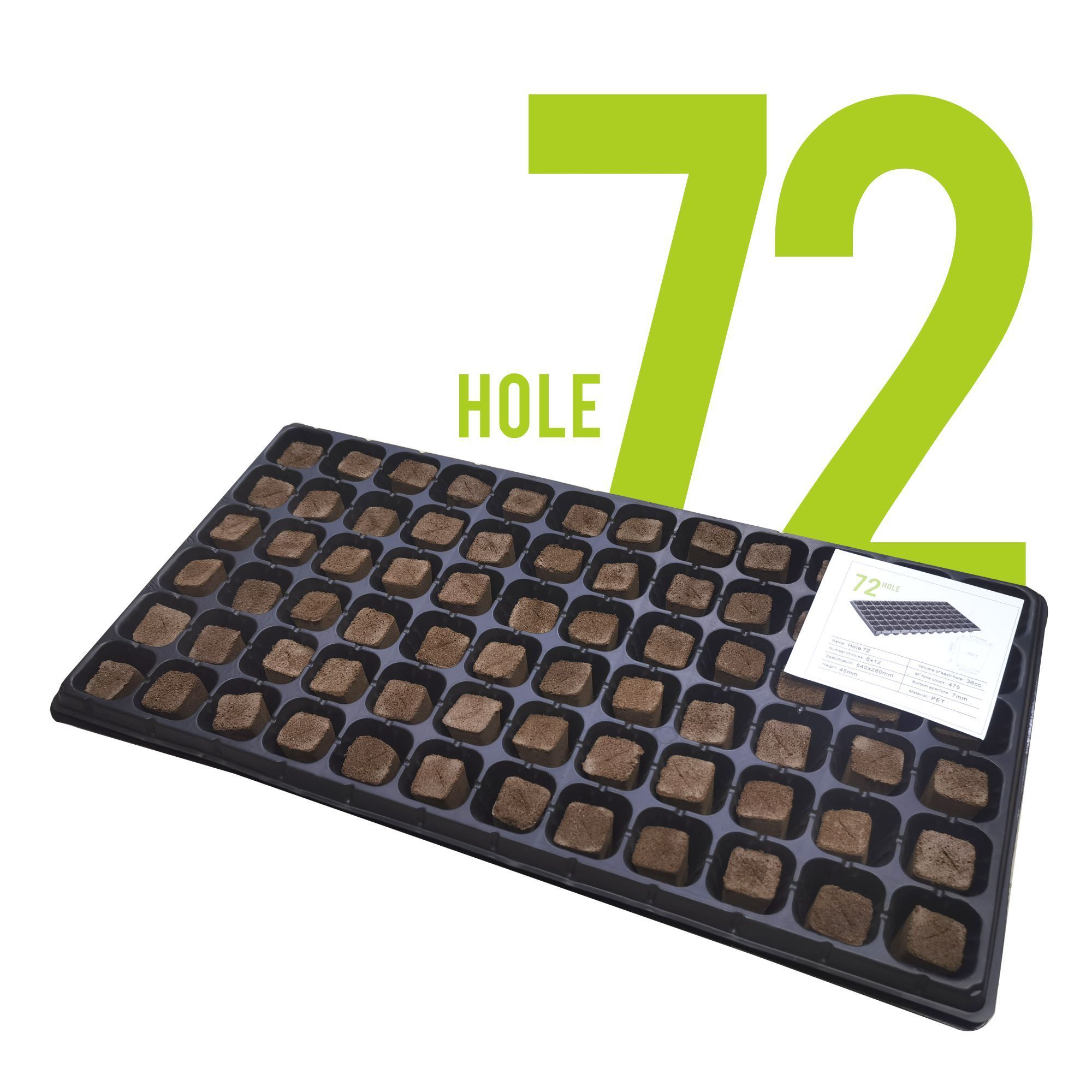 72 plant seed starting trays, suitable for nursery, germination, Wheatgrass, Succulent plant, light green, etc