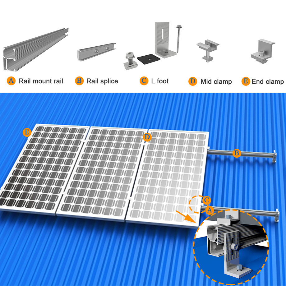 Mounting System Roof Railing Bracket Panel Solar Aluminium Rail