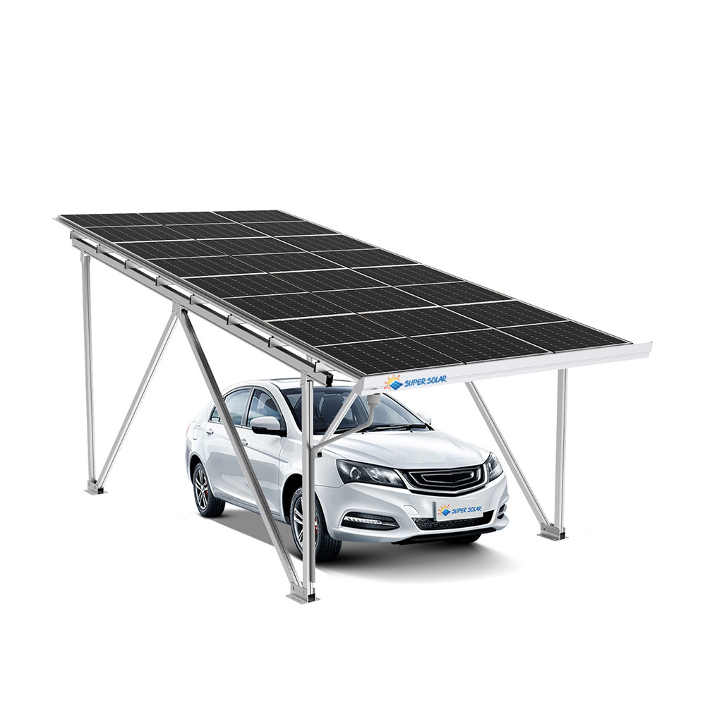 SUPERSOLAR Free Design Aluminum Easycarport Solar Carport 5kW 10kW for 1 or 2 Cars