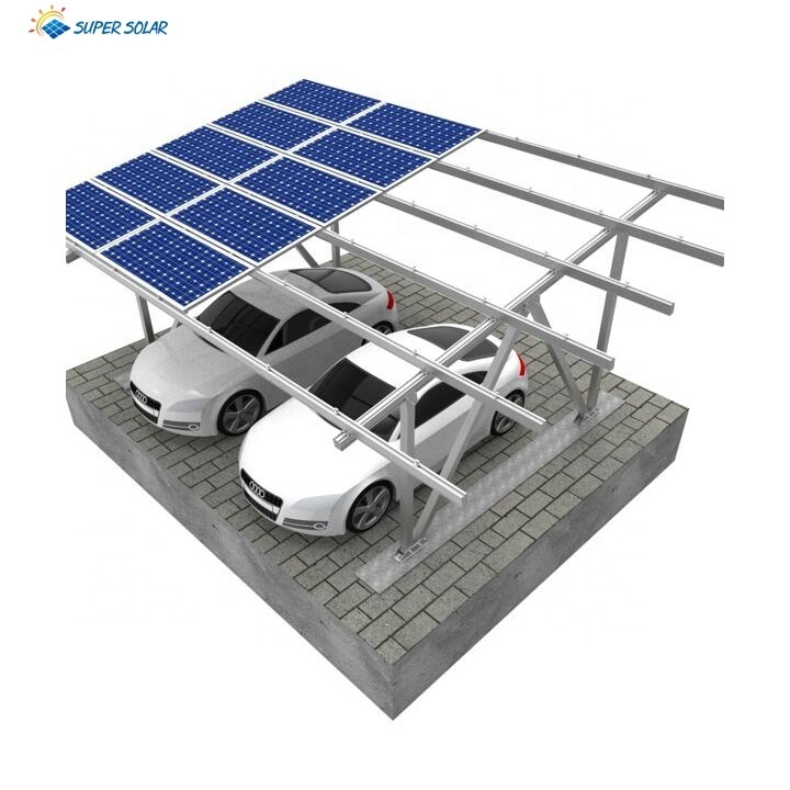 Super Solar OEM best design commercial or resident carport waterproof & common carport aluminum solar PV mounting