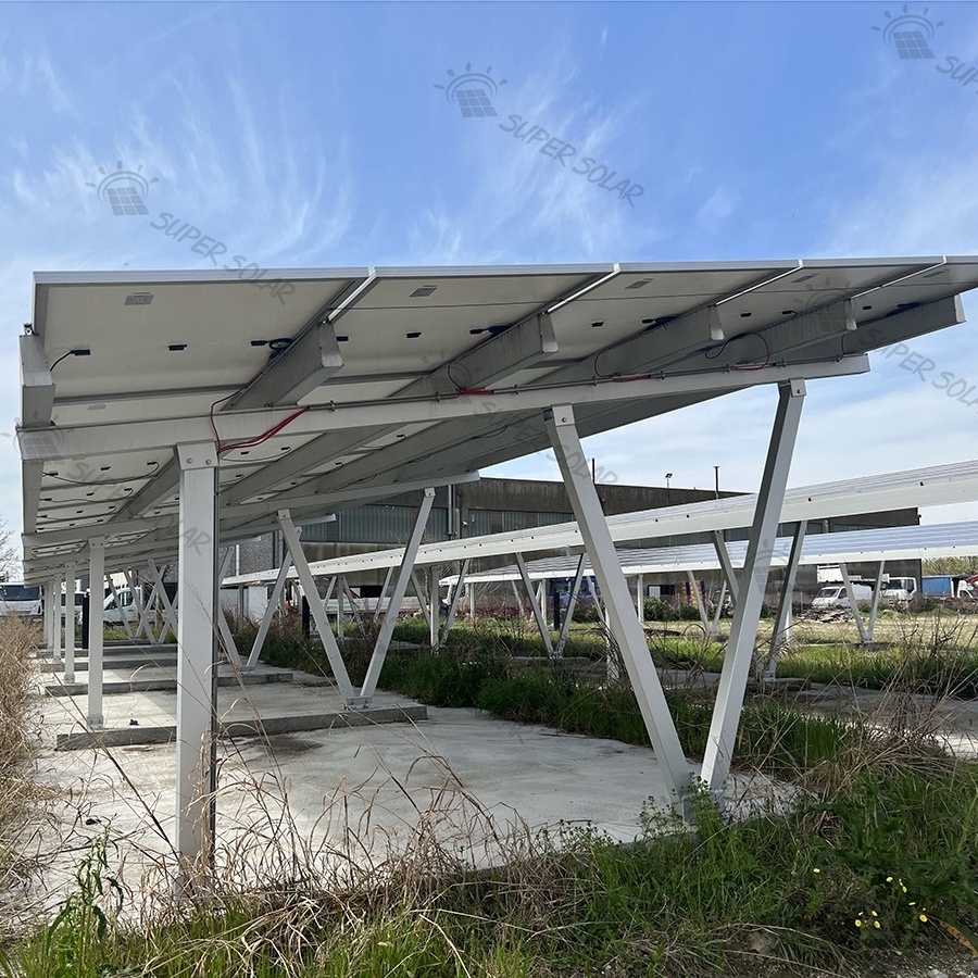 Super Solar OEM best design commercial or resident carport waterproof & common carport aluminum solar PV mounting