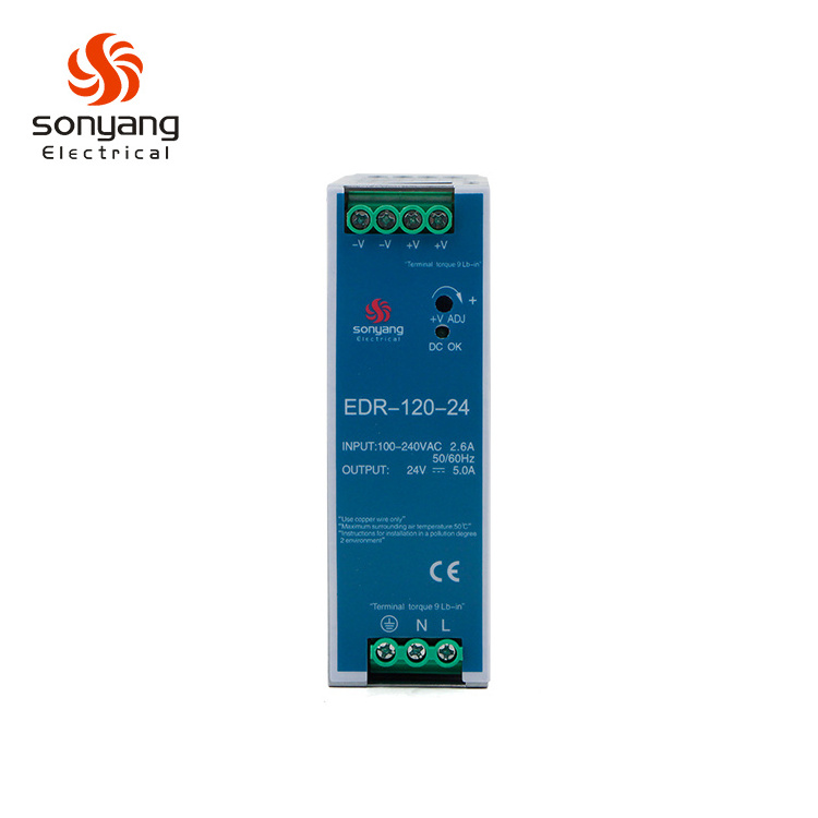 Power Supply led power Dc Switching Switch Dr Edr-120-24 Sonyang Driver 120w 24v 5a Din Rail POWER SUPPLIER