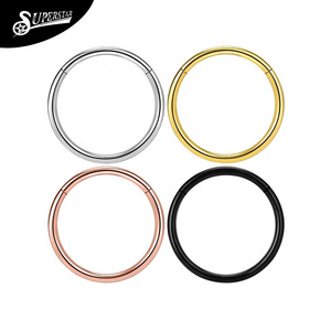 Superstar Wholesale fashion G23 titanium aperture septum polishing PVD nose body piercing jewelry hinged segment clicker ring