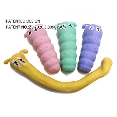 Stress Toy Shaped Glue-sand Filled TPR Rubber Patented Promotional Gifts Squishy Stretchy Slow Rising Worm Animal EN71 ASTM /