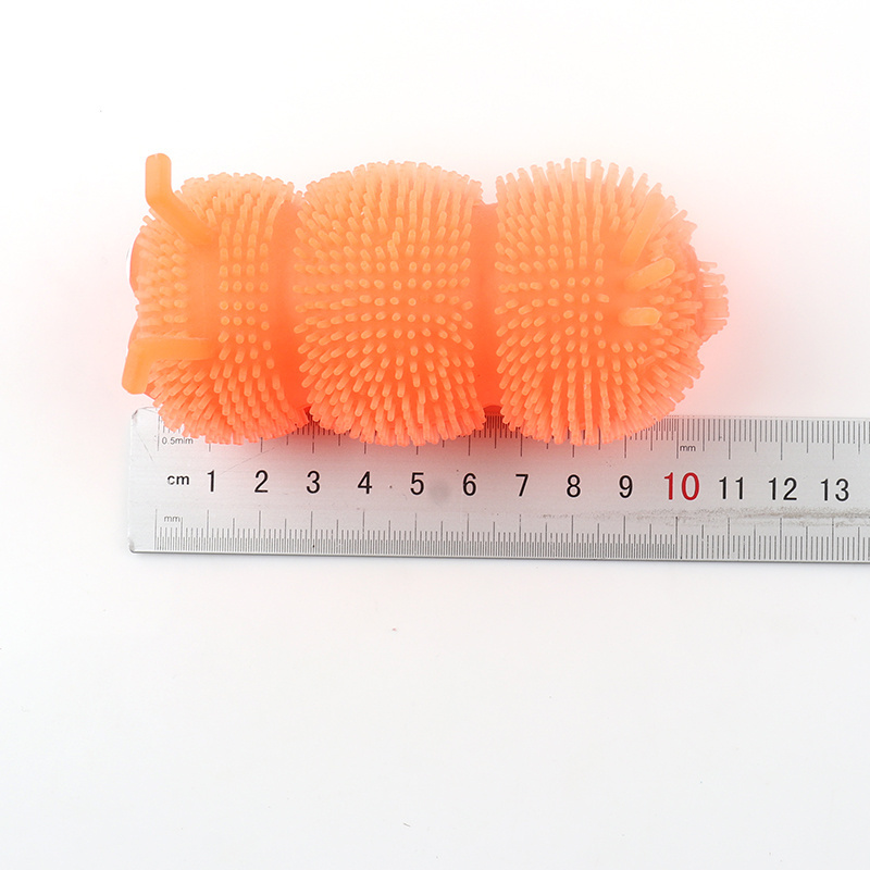 Light Up Puffer Worm Fidget Sensory Toy 3 Section Flashing Tactile Toy Bug