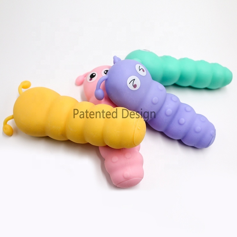 Patented Custom Design Stretchy Worm Squishy toy TPR Prank Stress Relieve Animal Toy Filled With Sand