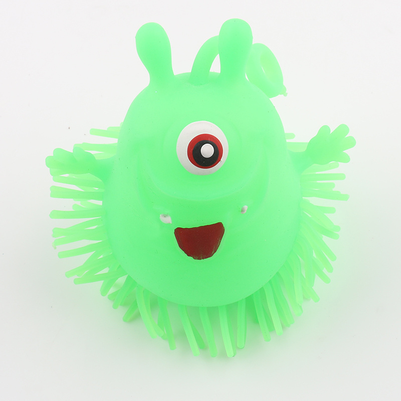 Novelty 3 Eyes Monster Light Up Stretchy Kids Ball 9CM Flash Puffer Cyclop Puffer Toy