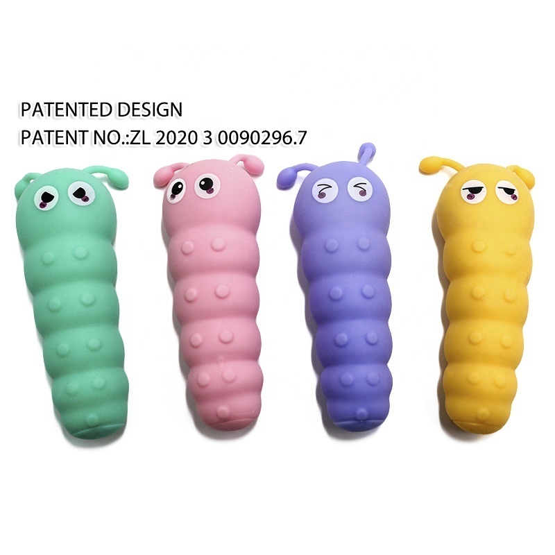 Stress Toy Shaped Glue-sand Filled TPR Rubber Patented Promotional Gifts Squishy Stretchy Slow Rising Worm Animal EN71 ASTM /