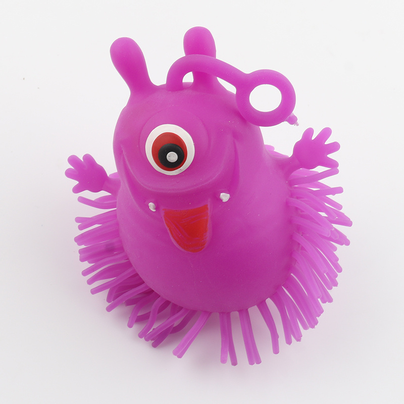 Novelty 3 Eyes Monster Light Up Stretchy Kids Ball 9CM Flash Puffer Cyclop Puffer Toy