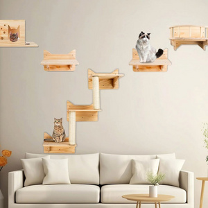 Hot Sales Eco-Friendly Wood Tree Shelves Hammock Cat Wall Platform Furniture for Climbing Cat Scratching House for Pets