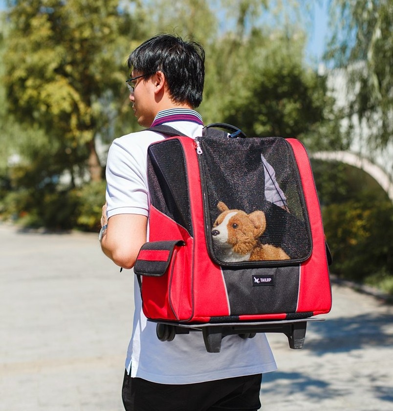 Pet Dog Cat Supplies Travel Luxury Cat Pet Stroller Dog Carrier with Wheels Newly Design 4 Wheel Airport Car Transport Outdoor