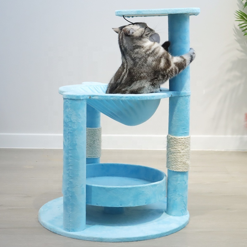 Unique Design Climbing Cat Tree Tower Luxury Interactive Pet Toy Cat Condo Sisal Post Scratcher with Hammock Modern Sustainable