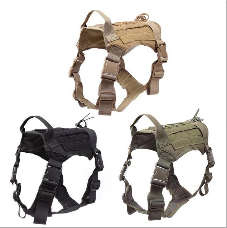 Heavy Duty Tactical Dog Harness Set XL 50 Durable Nylon K9 Vest Ribbons Padded Straps Adjustable Large Pets 1 Set/opp Bag Super