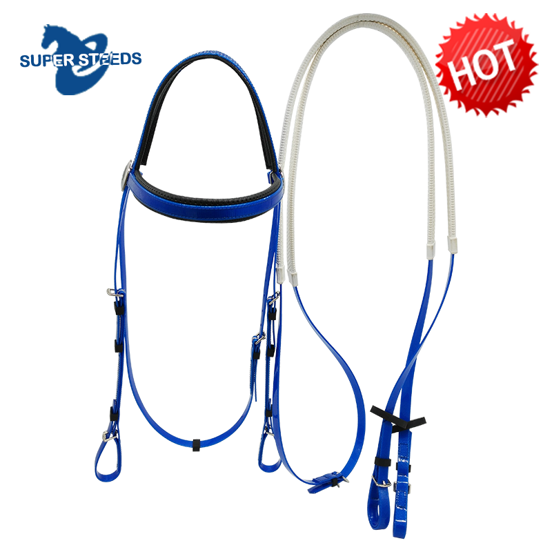 Equestrian Horse Racing Bridle Reins Equipment Various Styles Western Riding Gear Baby Blue PVC Nylon Material Hook Type Halter