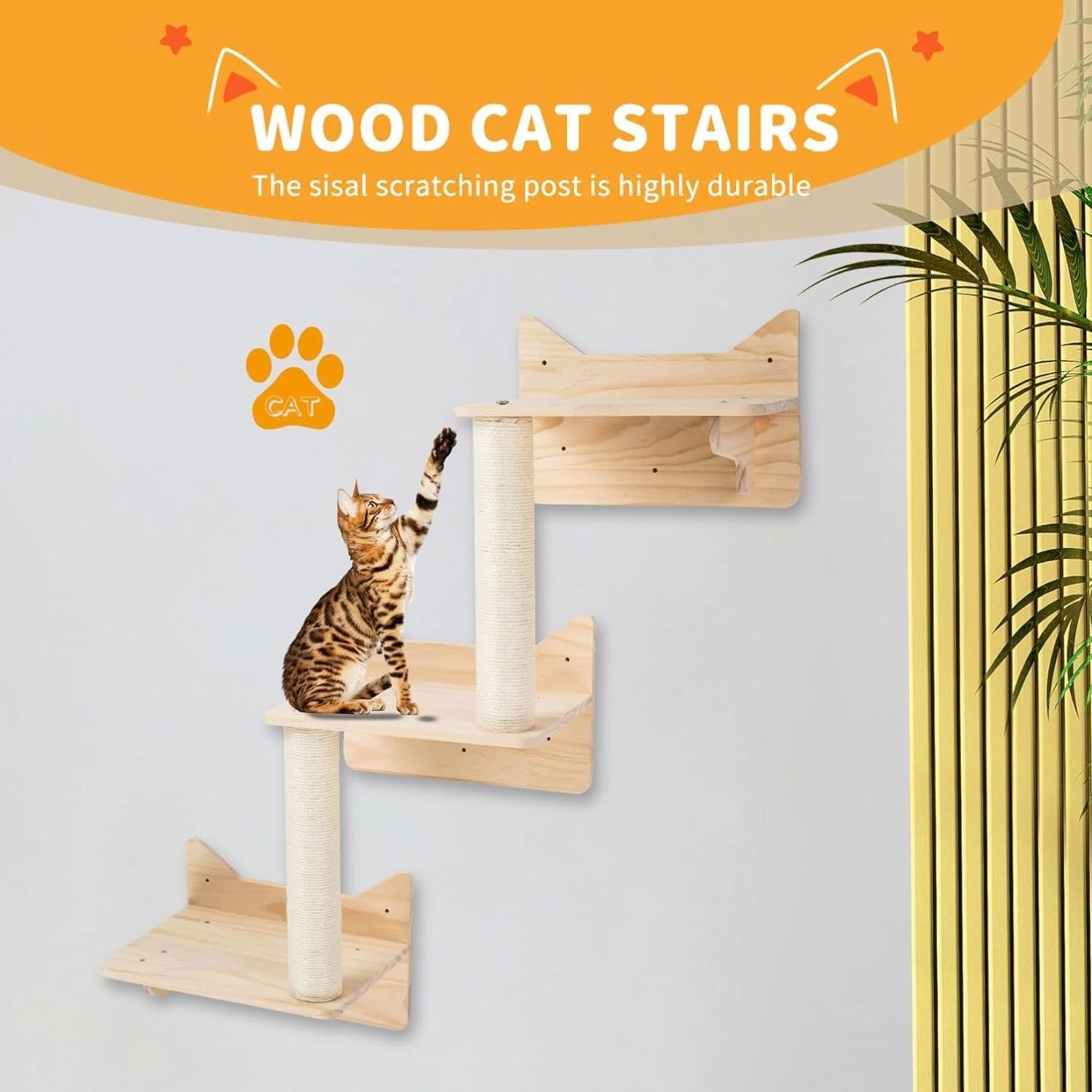 Hot Sales Eco-Friendly Wood Tree Shelves Hammock Cat Wall Platform Furniture for Climbing Cat Scratching House for Pets