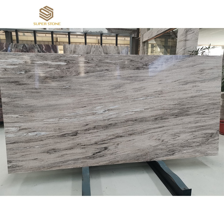 Natural Polished Wood Vein White Nature Marble Slab Brown Galaxy Marble