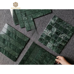 Green Marble Rectangular Stacked Strip Mosaic marble tile mosaic