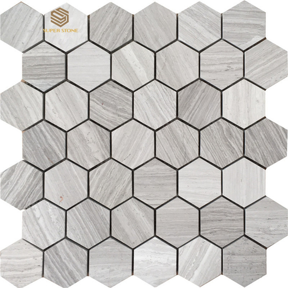 Modern Decorative Calacatta Marble Mosaic Tile Irregular Herringbone Pattern WOODEN WHITE MARBLE MOSAIC Flooring for Kitchen