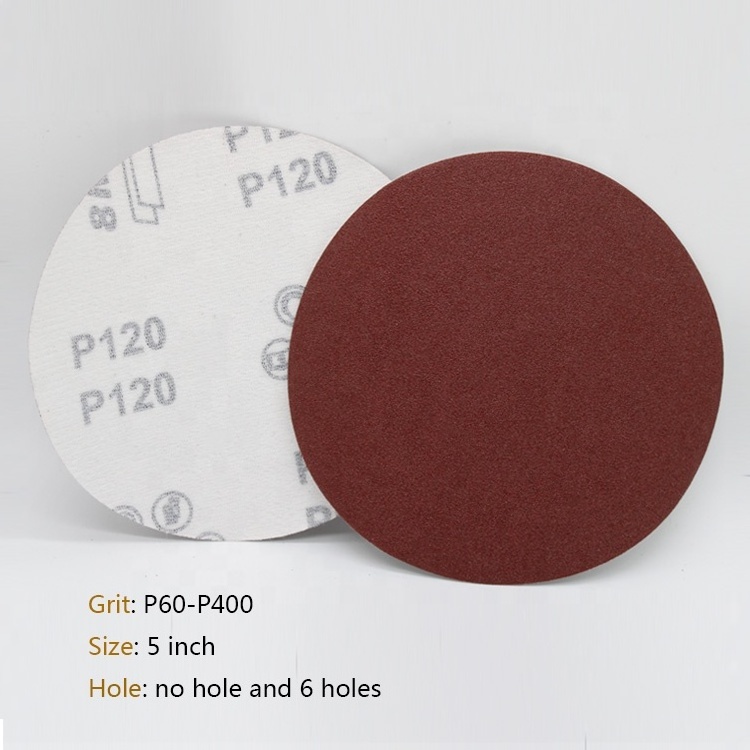 Grinding Car Metal Wood Round Yellow Grinding Self Abrasive Lijas Sandpaper Disc Orbital Sanding Discs 150mm 6 Hole Sandpaper