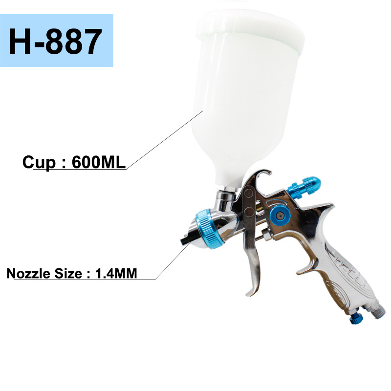 Sybon H-887 Air Spray Gun Hand Manual Spray Gun 1.4mm High Quality Paint Sprayer Plastic Tank Airbrush