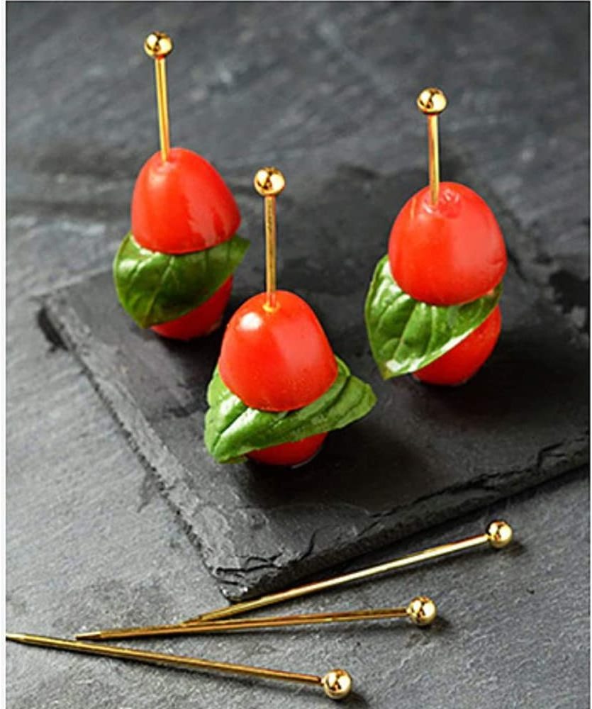 4.3 Inch Drinks Garnish Reusable Metal Stainless Steel 15PCS Cocktail Skewers Toothpicks Picks for Olives Appetizers Fruit