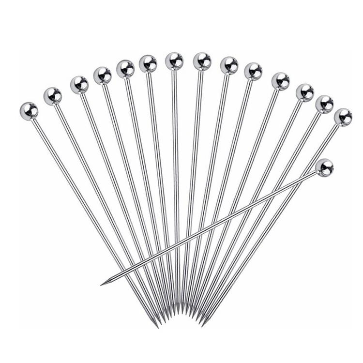 4.3 Inch Drinks Garnish Reusable Metal Stainless Steel 15PCS Cocktail Skewers Toothpicks Picks for Olives Appetizers Fruit