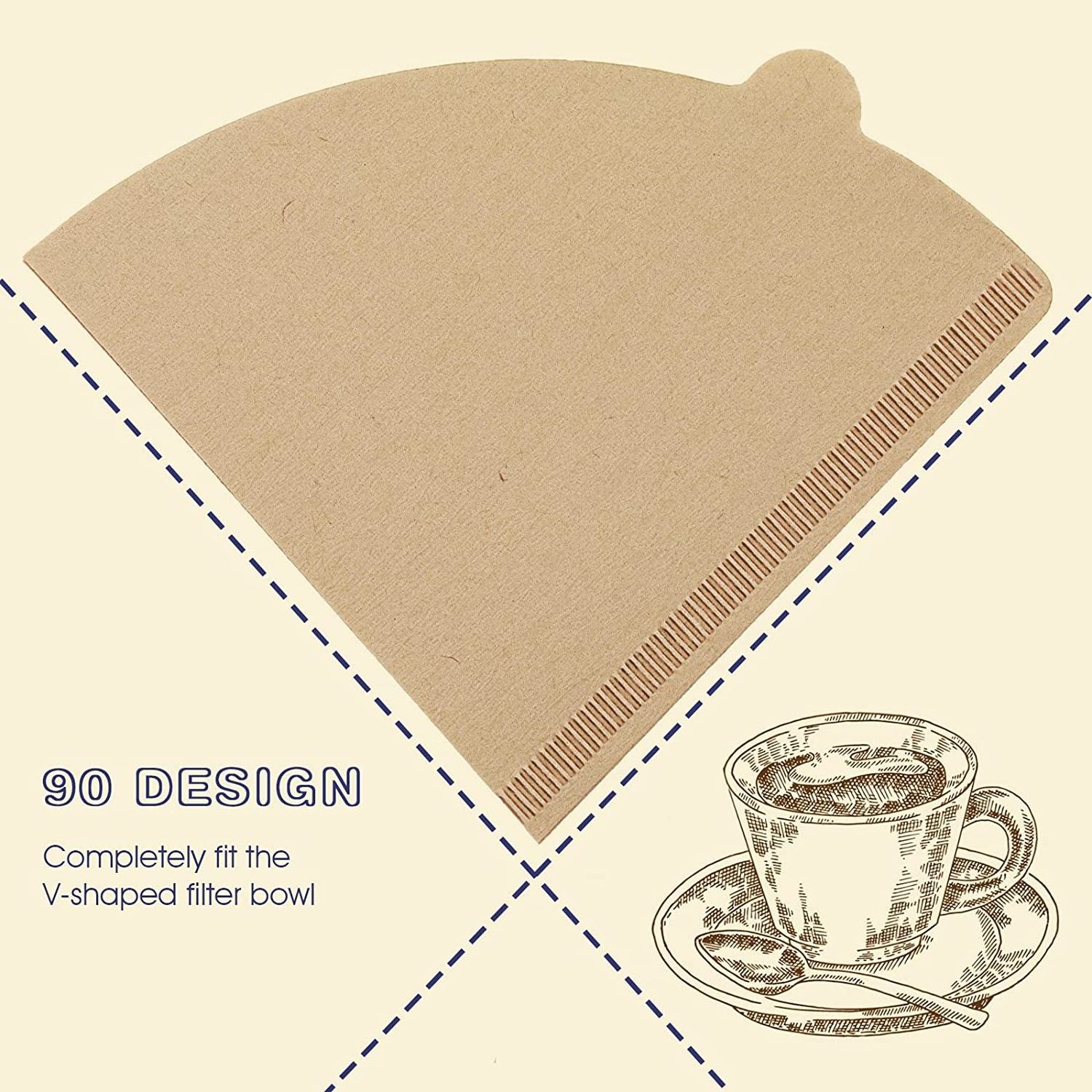 Natural Unbleached Disposable 100 Count 2-4 Cups Paper Cone 02 Coffee Filter for Drip Coffee Dripper