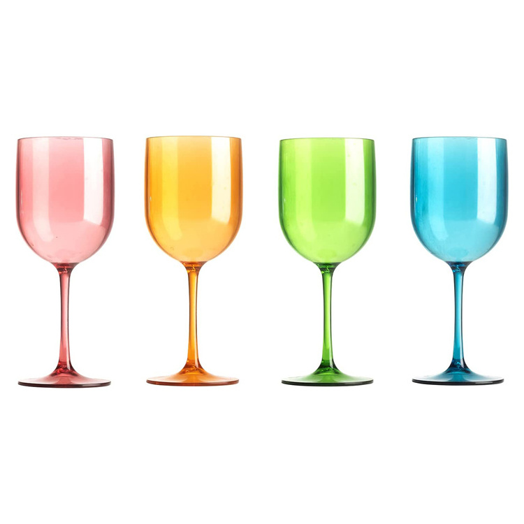 16 Ounce Unbreakable Acrylic Wine Glasses  Plastic Reusable Colored Water Goblets Large Capacity Shatterproof Glassware