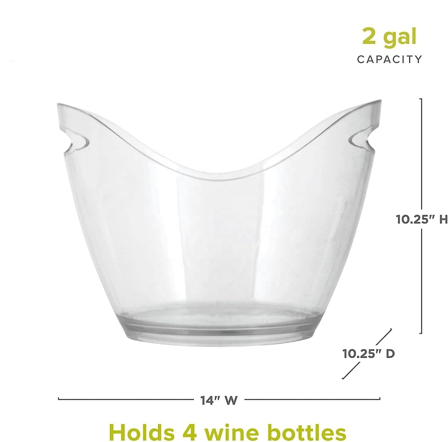 Wholesale Food Grade Durable Clear 8 Liter Plastic Beverage Tub Ice Bucket For Drinks Champagne Wine Beer Soda