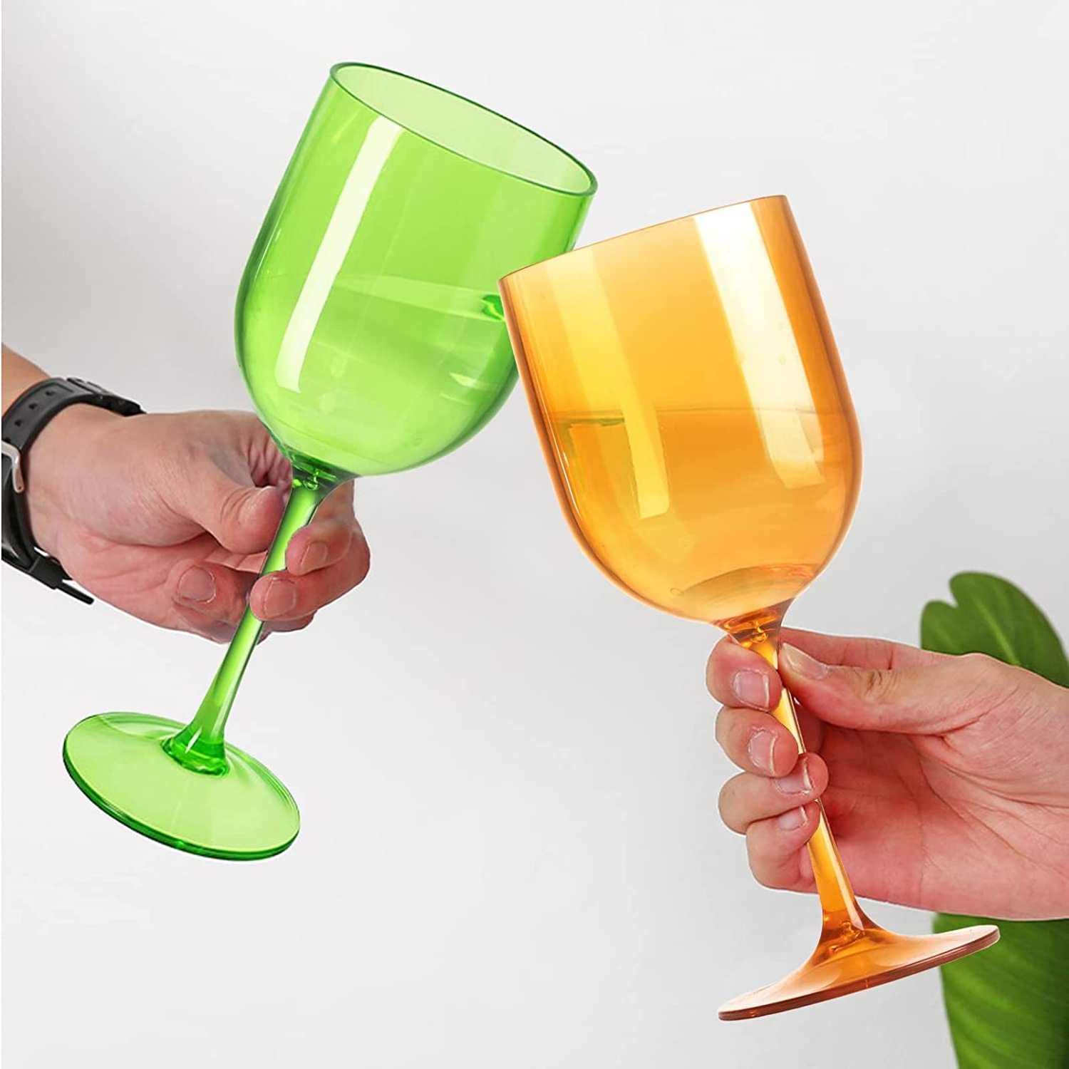 16 Ounce Unbreakable Acrylic Wine Glasses  Plastic Reusable Colored Water Goblets Large Capacity Shatterproof Glassware