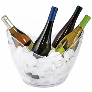 Wholesale Food Grade Durable Clear 8 Liter Plastic Beverage Tub Ice Bucket For Drinks Champagne Wine Beer Soda