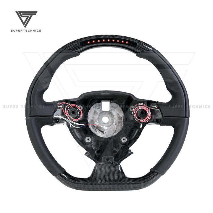 Supertechnics-1 Style Carbon Fiber Steering Wheel With Led For Ferrari 458 2011-2016