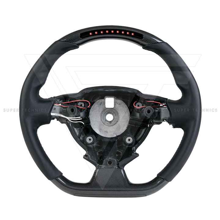 Supertechnics-1 Style Carbon Fiber Steering Wheel With Led For Ferrari 488 2015-2018