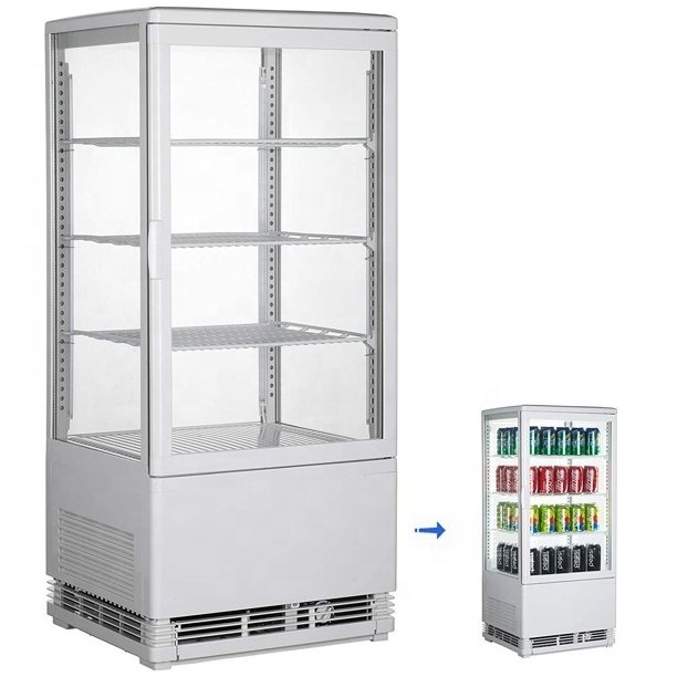 Supertise Counter top four sided glass cooler, glass cabinet show case backery display fridge /cold beverage chiller