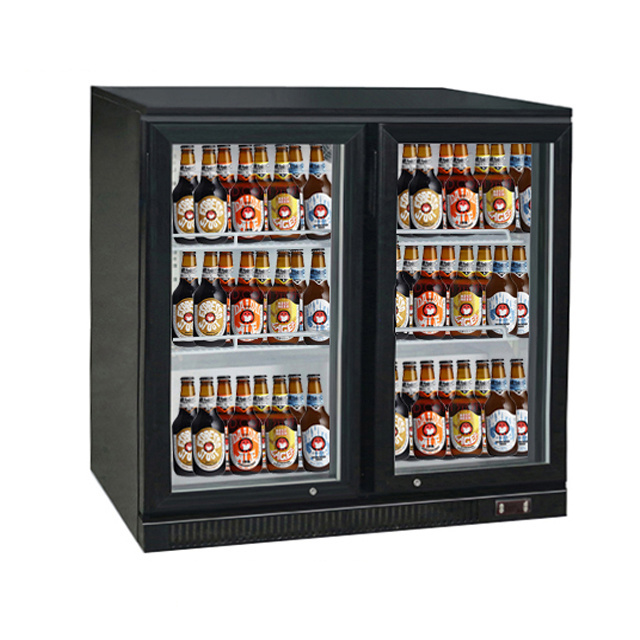 Supertise Black Hinge Swing 3 Doors Bottle Beer Fridge Display Refrigerator Glass Drink Back Bar Cooler