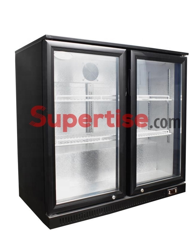 Supertise Black Hinge Swing 3 Doors Bottle Beer Fridge Display Refrigerator Glass Drink Back Bar Cooler